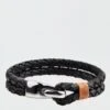 West Coast Jewelry Stainless Steel Braided Leather Bracelet