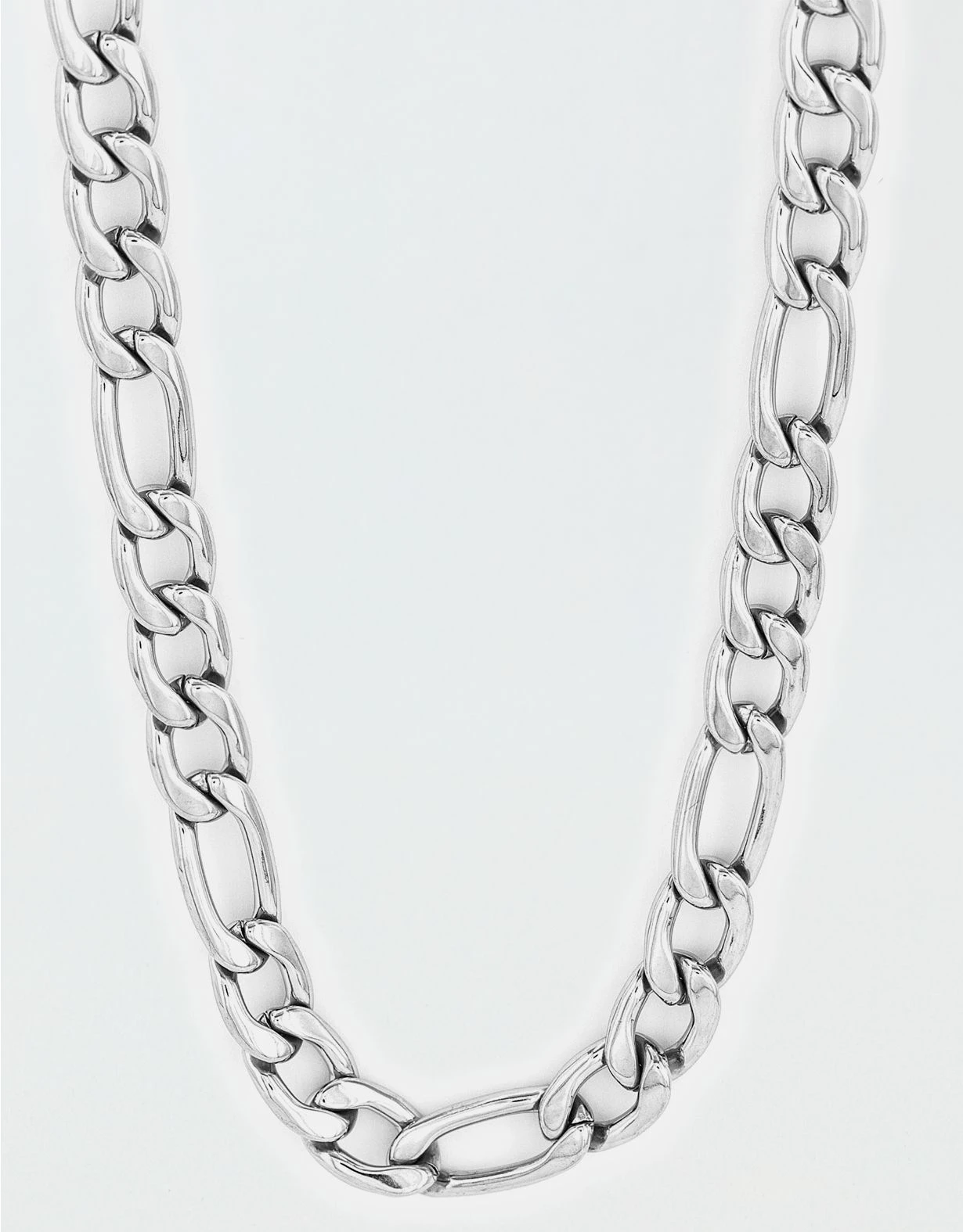 West Coast Jewelry Polished Stainless Steel Figaro Chain Necklace 3 West Coast Jewelry Polished Stainless Steel Figaro Chain Necklace